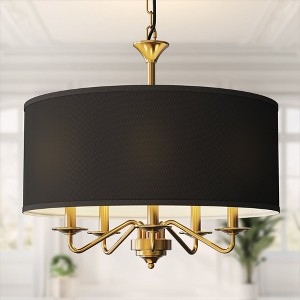 YANSUN Modern Gold 5-Light E12 Chandelier with White Shades for Kitchen Living Room and Entryway (Light Bulbs Not Included) - 1 of 1