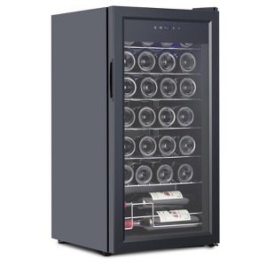 28 Bottle Compressor Wine Cooler, Freestanding Beverage Refrigerator with Digital Temperature Control & Double-Layer Glass Door - 1 of 4