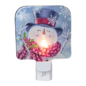 Northlight 4" Blue and Red Glass Snowman Christmas Night Light