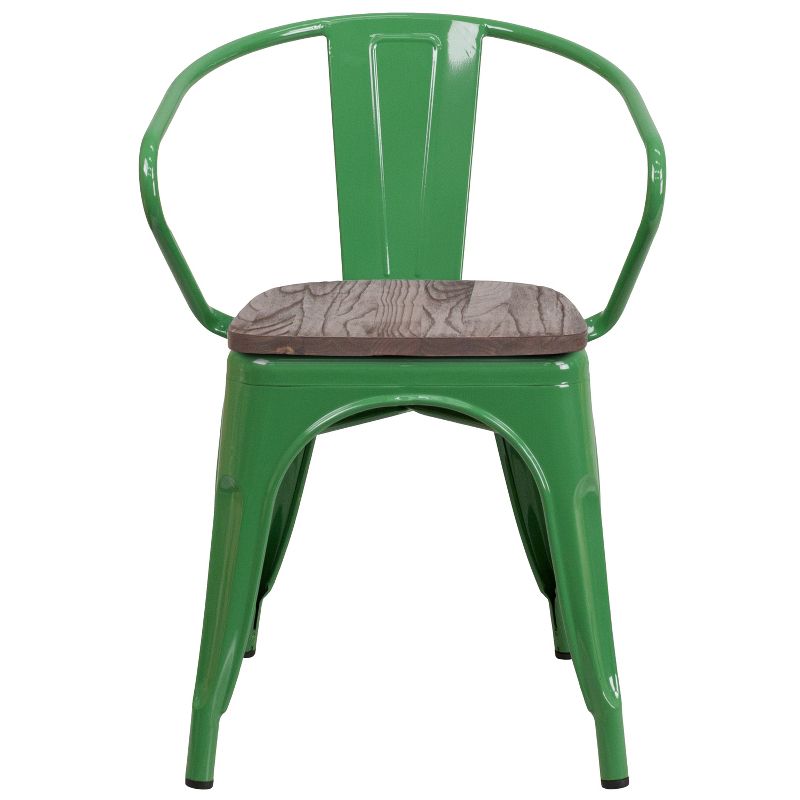 Emma and Oliver Metal Chair with Wood Seat and Arms, 5 of 6