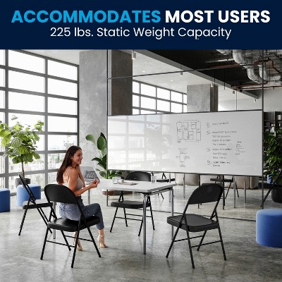 Black 18 Gauge Steel Mid-Back Folding Chair with Cushions