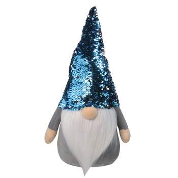 Northlight 17" Gnome with Blue and Silver Flip Sequin Hat Christmas Decoration