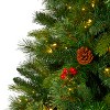 Nearly Natural 8-ft Aberdeen Spruce Artificial Christmas Tree with 500 Clear LED Lights, Pine Cones and Red Berries - 3 of 4