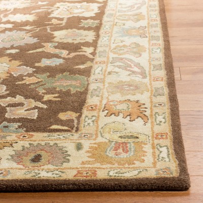 Bergama 6' x 9' Brown and Ivory Wool Hand-Tufted Area Rug