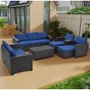 ELJGET 10PCS Outdoor Patio Wicker Furniture Set Cushioned Sectional Sofa Storage Coffee Table Navy Blue Cushion - 2 of 4