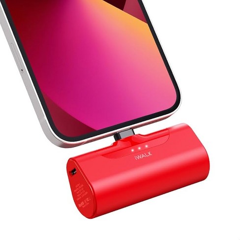 Iwalk Small Portable Charger 4500mah Ultra-compact Power Bank Cute Battery  Pack For Iphone 14/13/12/11/xs/xr/x/8/7/6 Airpods - Red : Target