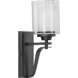 Progress Lighting Kene 1-Light Wall Bracket, Graphite, Etched Glass Shade - 1 of 2