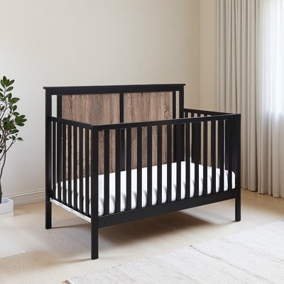 FURNIinspire Cribs 4 In 1 Convertible Crib Baby Bed Toddler Bed Baby Sied Bed, Bedside Crib, Baby Products, Baby Furniture, Black, 56.75"*29.5"*45.25"
