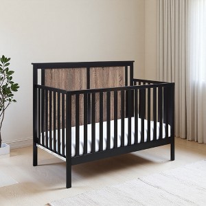 FURNIinspire Cribs 4 In 1 Convertible Crib Baby Bed Toddler Bed Baby Sied Bed, Bedside Crib, Baby Products, Baby Furniture, Black, 56.75"*29.5"*45.25" - 1 of 4
