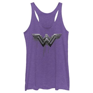 Women's Zack Snyder Justice League Wonder Woman Silver Logo Racerback Tank Top - 1 of 4