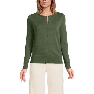 Lands' End Women's Fine Gauge Cotton Cardigan Sweater