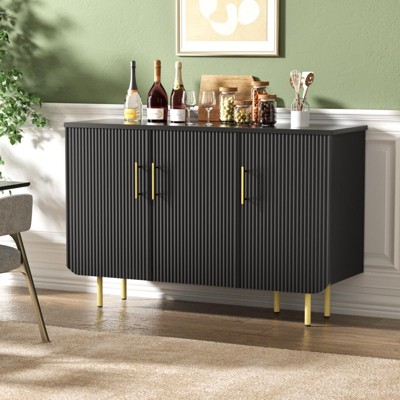 Fluted Sideboard Buffet with 3 Doors  & Adjustable Shelves, Modern Accent Cabinet
