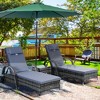 Outsunny Chaise Lounge Set of 2 with 5 Angle Backrest, Wheels, Armrests, Table, Cushions, PE Rattan Wicker Chairs, 3-Piece Pool Furniture Set, Gray - 2 of 4