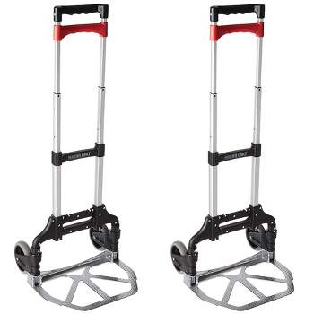 Magna Cart Personal MCX Folding Aluminum Luggage Hand Truck Cart with Telescoping Handle & Ball Bearing Rubber Wheels, 150 lb Capacity, Black (2 Pack)