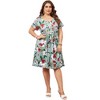Agnes Orinda Women's Plus Size Floral Inverted Box Pleat Boho T-Shirt Dresses - 3 of 4