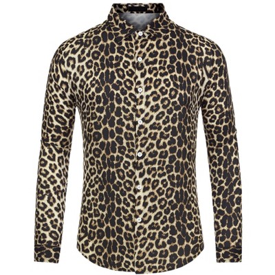 Lars Amadeus Men's Animal Print Button Down Long Sleeves Party Vintage Shirts