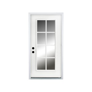 Lirago 36 x 80 Right hand Inswing White Fiberglass Front doors with Brickmould 6-9/16" Vinyl Frame Low-E Glass - 1 of 4