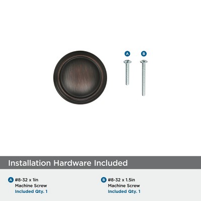 Oil-Rubbed Bronze Round Cabinet Knob with Mounting Hardware