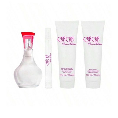 Can Can by Paris Hilton for Women - 4 Pc Gift Set 3.4oz EDP Spray, 0.34oz EDP Spray, 3oz Body Lotion, 3oz Bath and Shower Gel