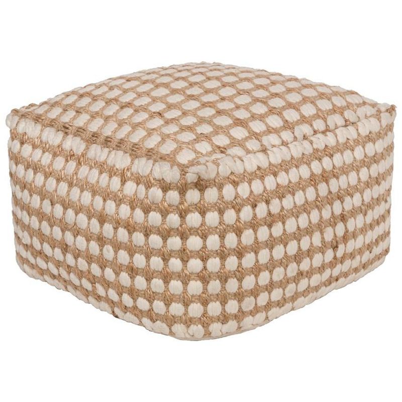Mark & Day Hennersdorf 12"H x 20"W x 20"D Natural Fiber White Pouf, 1 of 3