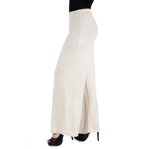 24seven Comfort Apparel Womens Comfortable Solid Color Palazzo Pants - 1 of 3