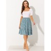 INSPIRE CHIC Women's Ruffle Hem Elastic Waist Flowy A-Line Swing Floral Midi Skirt - 3 of 4