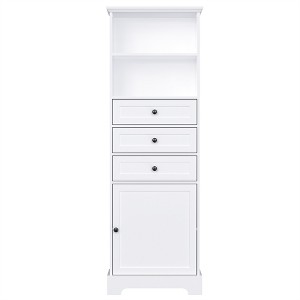 OUTSUPPLY Tall Storage Cabinet with 3 Drawers, Adjustable Shelves for Bathroom, Kitchen, Living Room - 1 of 4