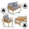 Everly 4-Piece Modern Cottage Acacia Wood Outdoor Patio Set with Cushions and Tropical Decorative Pillows - JONATHAN Y - 3 of 4