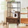 Cat Tree with Litter Box Enclosure 60'',Wooden Cat Condo with Storage Shelf, Sisal Hammock,Condo & Play Ball, Hidden Kitty Washroom,Reversible Entry - 2 of 4