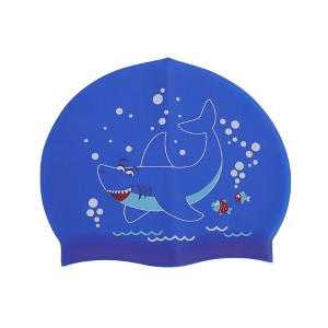 Unique Bargains Kid's Silicone Waterproof Cartoon Shark Swim Cap 1 Pc - 1 of 4