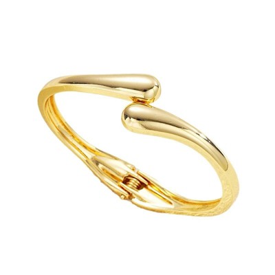 BRINJOY 14K Gold Plated Hug Bangle Bracelet - Chunky Modern Cuff Jewelry Gift for Women & Teens