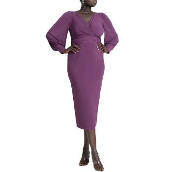 ELOQUII Women's Plus Size Cross Front Midi Dress