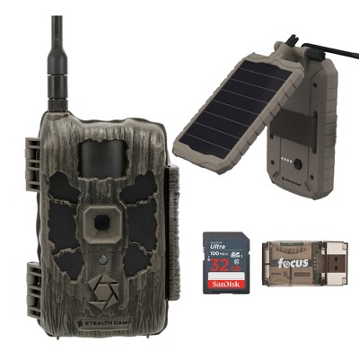Stealth Cam 40MP Deceptor Max Cellular Trail Camera with Solar Power Panel Battery Pack 32GB Memory Cards and Card Reader