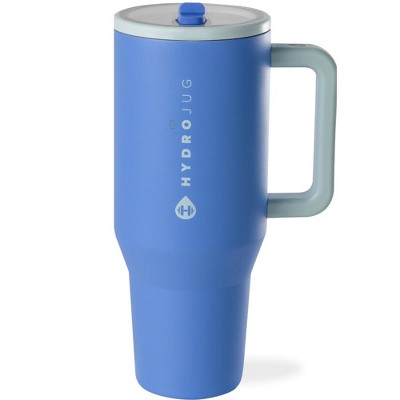 HydroJug Traveler - Water Bottle with Handle & Flip Straw - Leak Resistant Tumbler, Insulated, Stainless Steel & Rubber Base