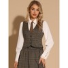 INSPIRE CHIC Women's Vintage Plaid V Neck Single Breasted Sleeveless Vest - 4 of 4