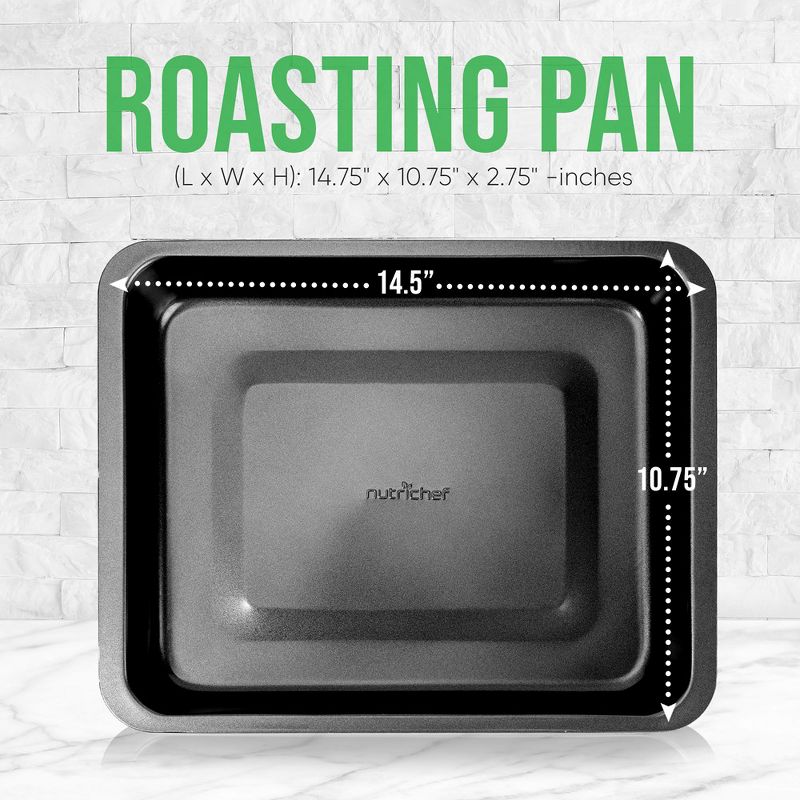 NutriChef 10” Non Stick Loaf Baking Pan, Deluxe Gray Carbon Steel, 2 of 7