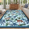 Tiger and Leopard Area Rug for Living Room Washable Non Slip Low Pile Rugs Botanical Jungle Animal Print Stain Resistant Floor Cover for Bedroom - 2 of 4