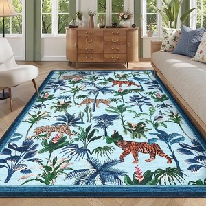 Modern Washable Area Rug for Living Room, Animal Print Floor Rug with Non Slip Backing, Low Pile Stain Resistant Carpet - 1 of 4
