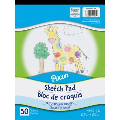 Pacon Sketch Pad, White, 9" x 12", 50 Sheets (Pack of 10)