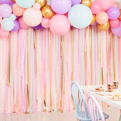Streamer and Balloon Backdrop Purple/Gold/Blue