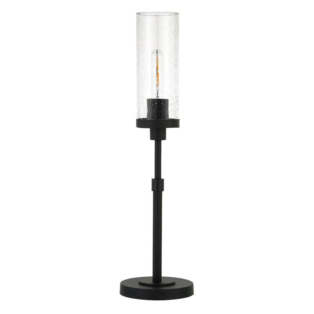 Photos - Floodlight / Street Light Hudson and Canal 26.68" Tall Table Lamp: Blackened Bronze Base, Cylinder Glass Shade