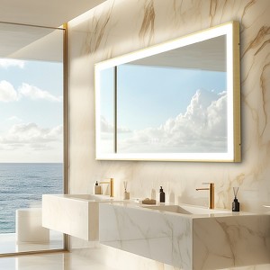 32/40/48/56/60in LED Mirror Bathroom Wall Mirrors w/ Lights Gold Frame Dimmable 3 Colors Anti-fog, Decor Wall Mirror - 1 of 4
