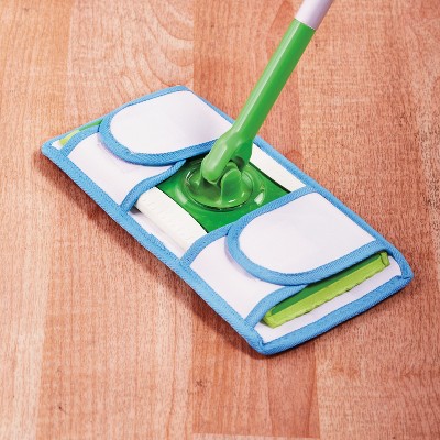 Set of 2 Blue and White Reusable Microfiber Mop Pads