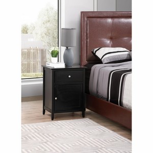 HomeStock Silver Champagne Champagne Nightstand 28x23x17 with Three Drawers, Contemporary Bedside Table for Storage and Stylish Bedroom Use - 1 of 4