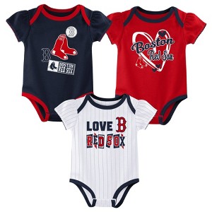 MLB Boston Red Sox Infant Girls' 3pk White Bodysuit - 1 of 4