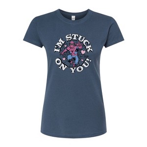 Women's - Marvel - Spider-man Valentine I'm Stuck On You Fitted Graphic T-Shirt - 1 of 3