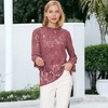 Anna-Kaci Women's Layering Lace Puffed Long Sleeve Sheer Blouse Top - 3 of 4