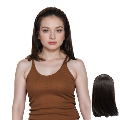 Alilang Braided Hairband Wig with Straight Shoulder Hair Extensions Casual Hairpiece for Holiday