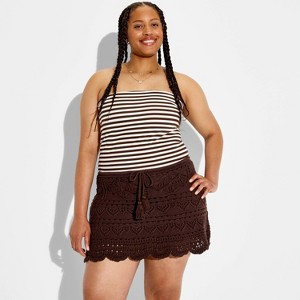Women's Crochet Mini Skirt - Wild Fable™ Brown 4X : Target