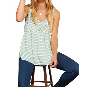 Women's STRIPE VNECK RUFFLE BABYDOLL TANK TOP - Haptics - 1 of 4